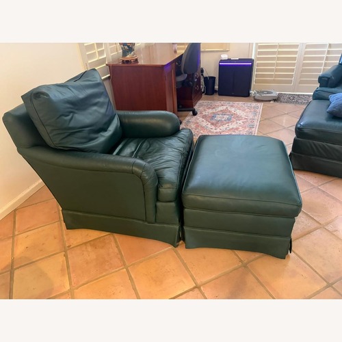 Used Baker Furniture Green Leather Armchair for sale on AptDeco