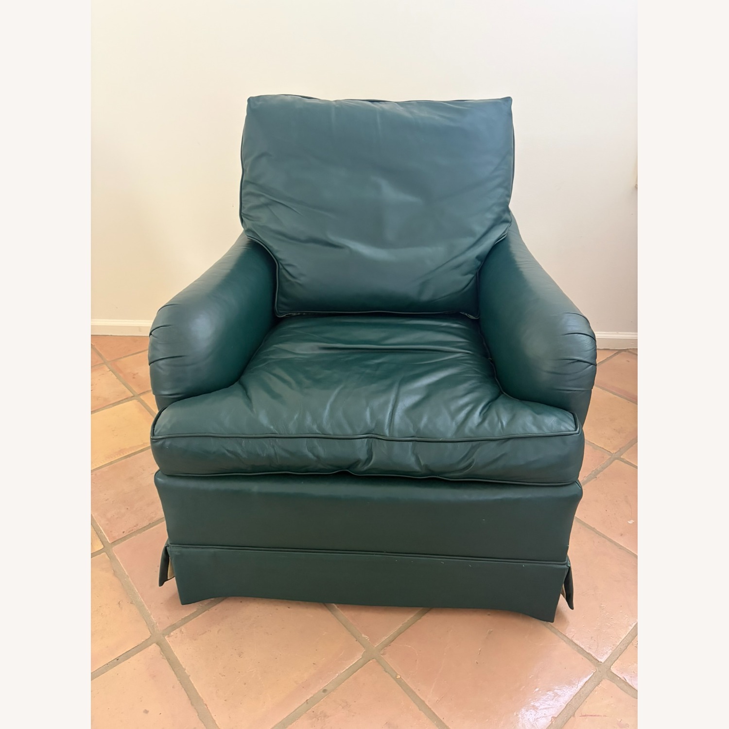 Baker Furniture Green Leather Armchair - image-6