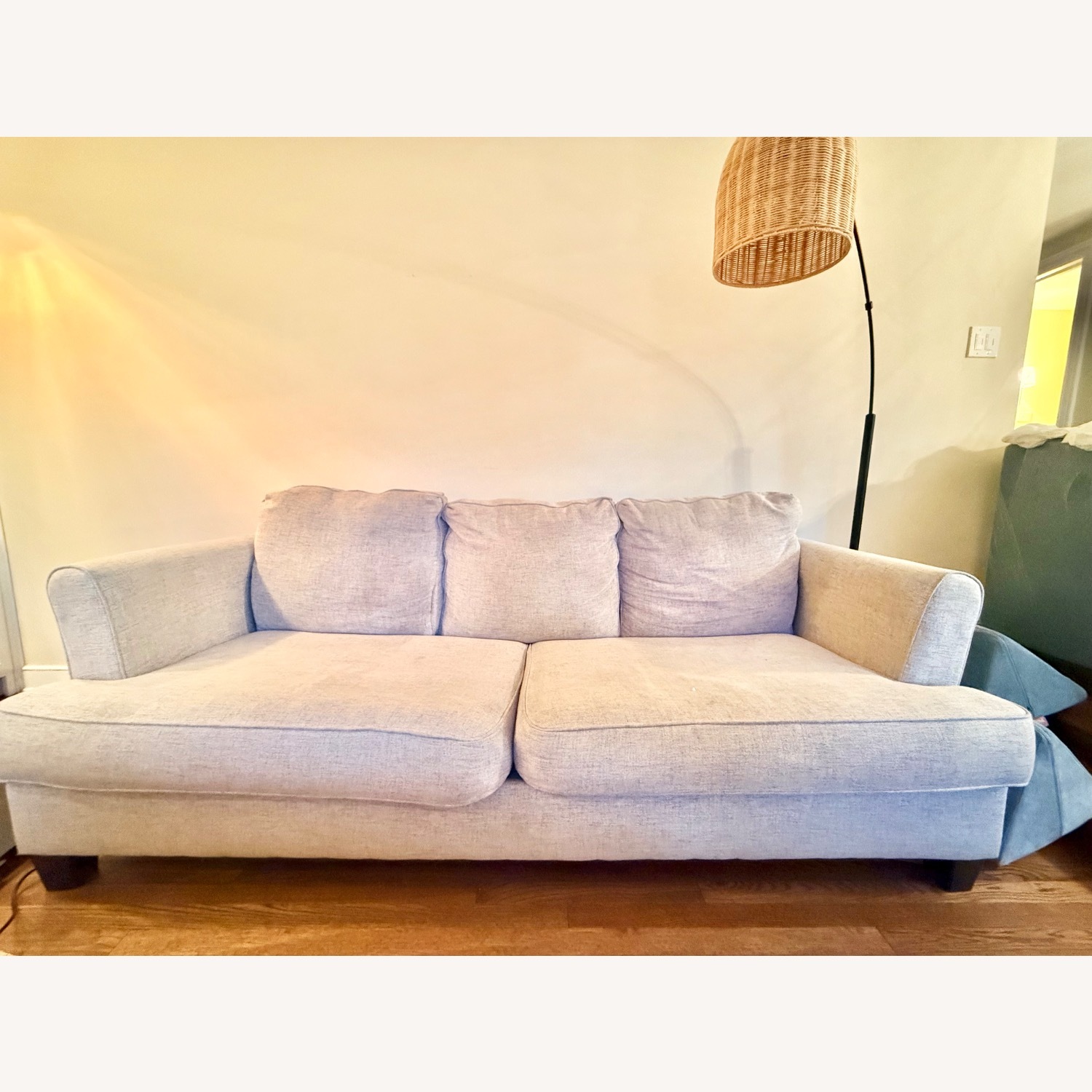 Ashley Furniture Light Gray Linen 3+ Seater Sofa - image-2