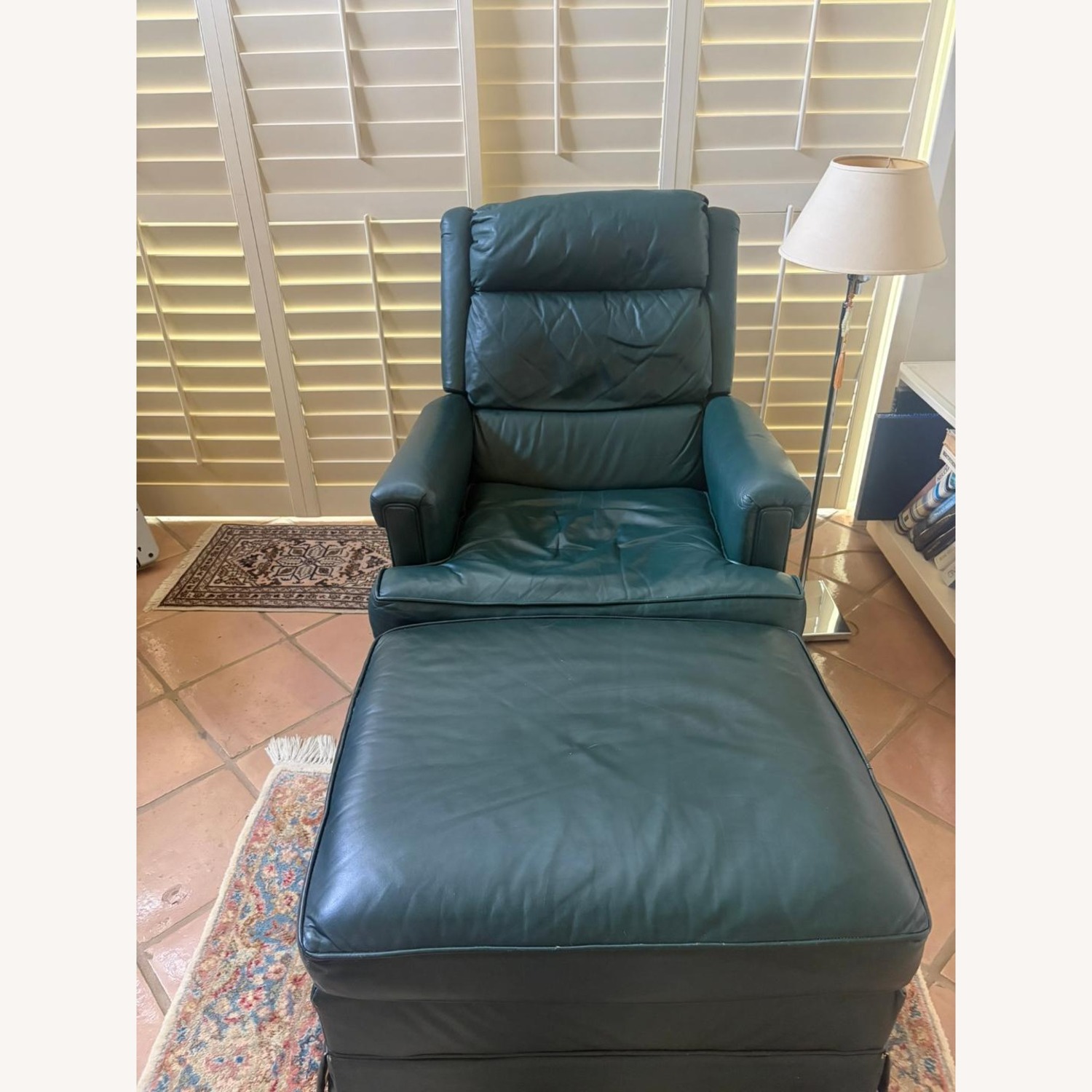Baker Furniture Reno 94-182 Green Leather Ottomans - image-2