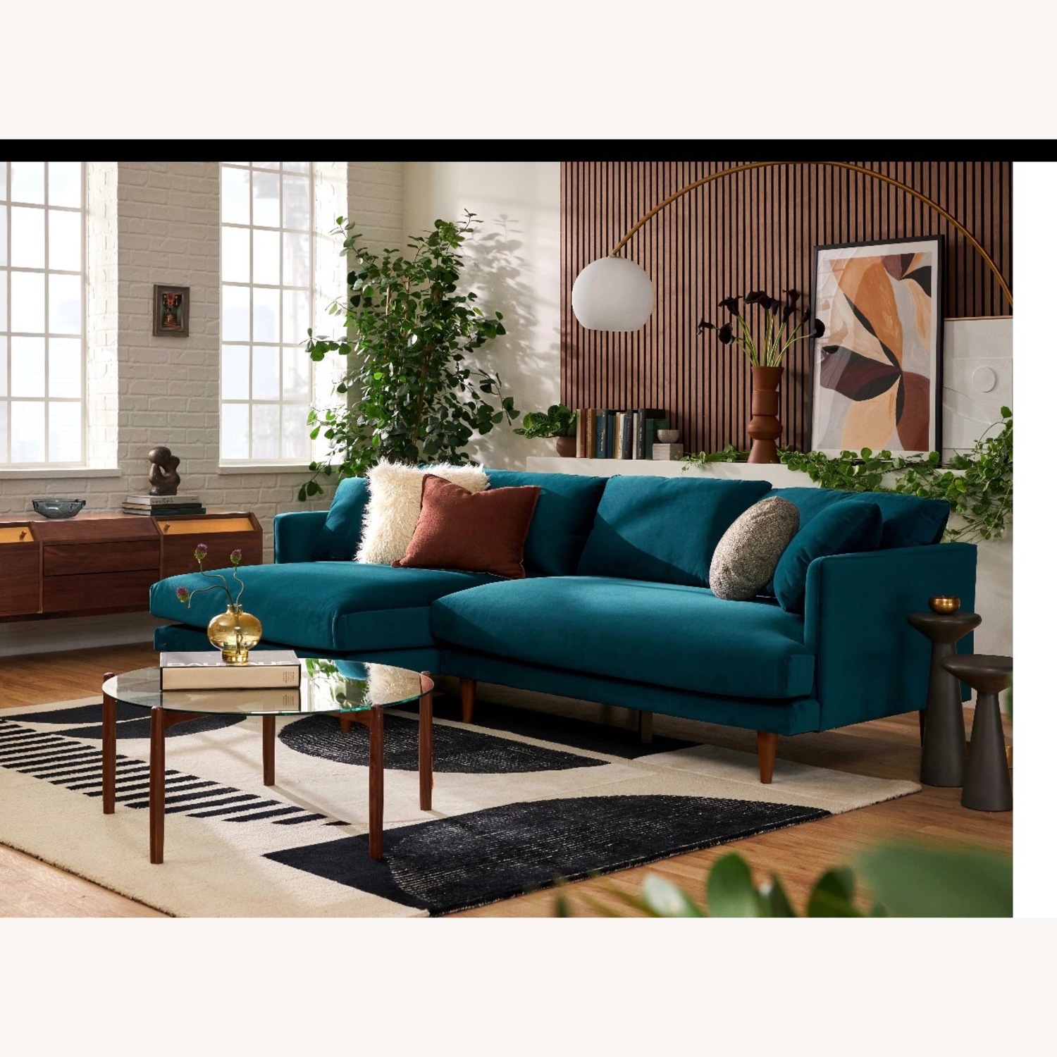 Joybird Blue Velvet 2 Piece Sectional - image-4