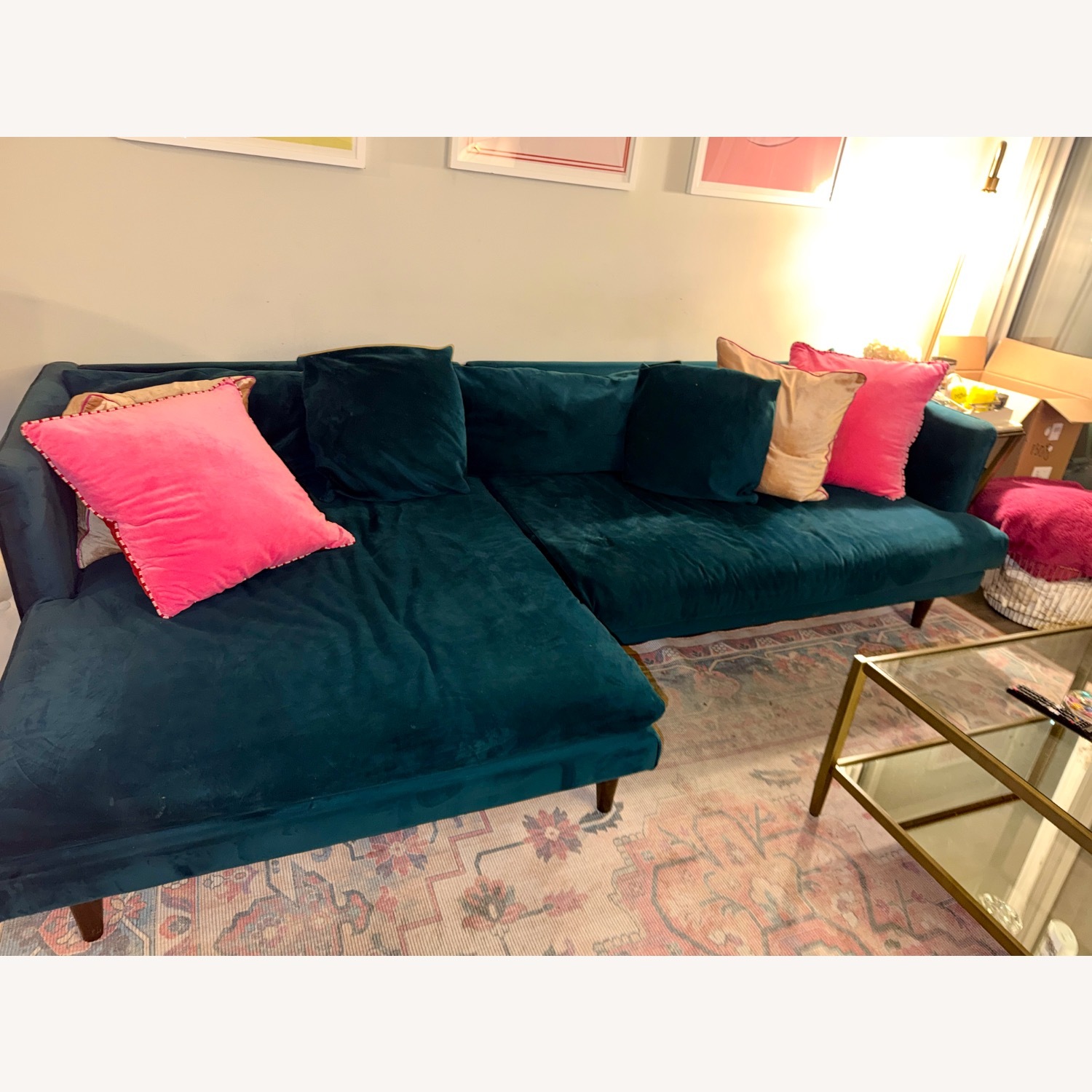 Joybird Blue Velvet 2 Piece Sectional - image-2
