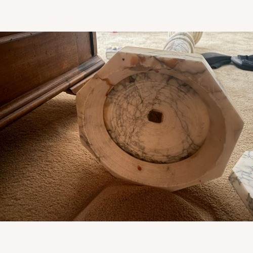 Used White Marble Pedestal For Your Treasured Sculpture for sale on AptDeco