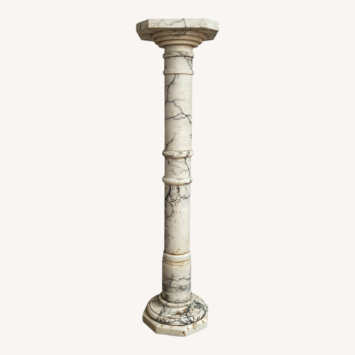 Used White Marble Pedestal For Your Treasured Sculpture for sale on AptDeco