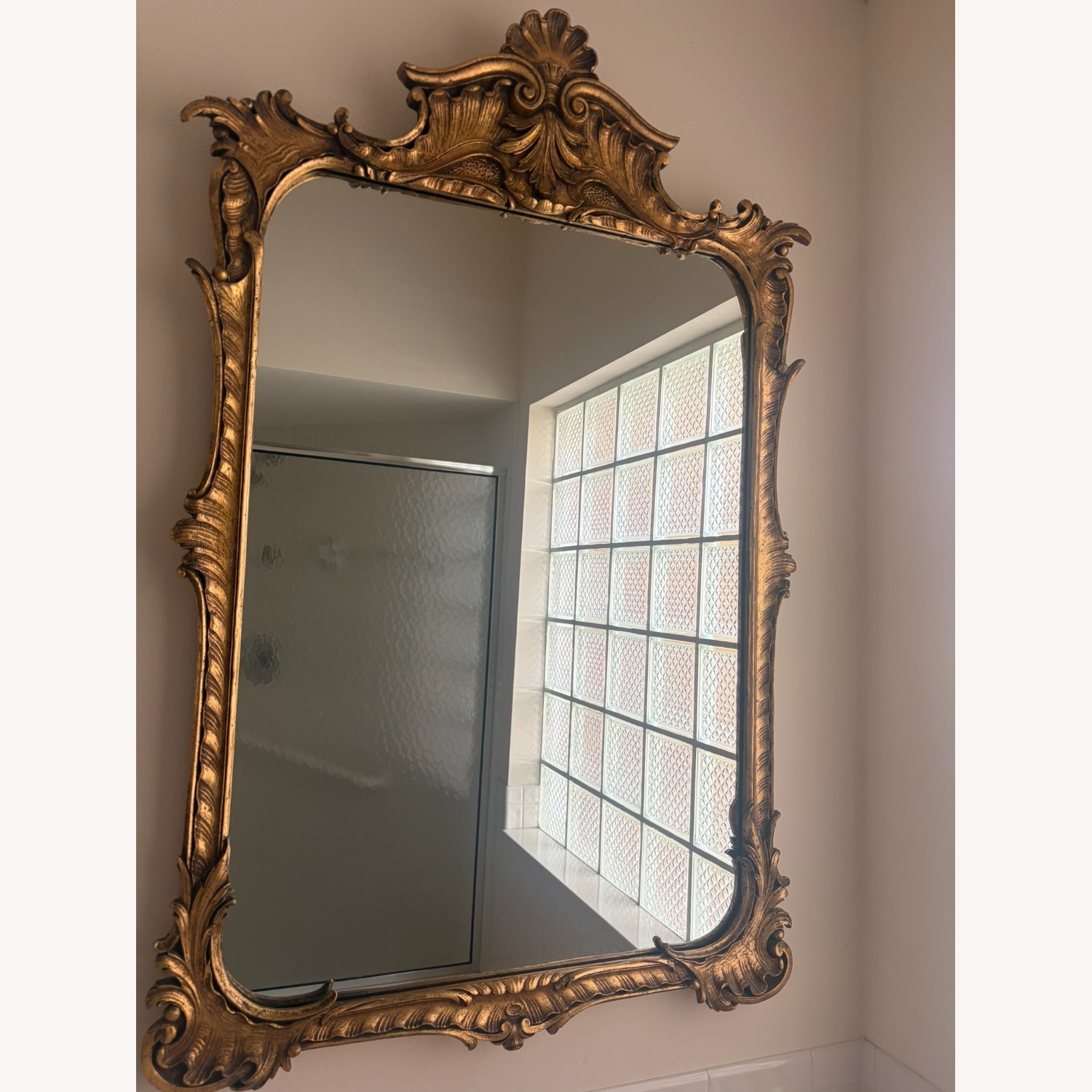 Elegant Rococo Revival Gold Wall Mirror - image-3