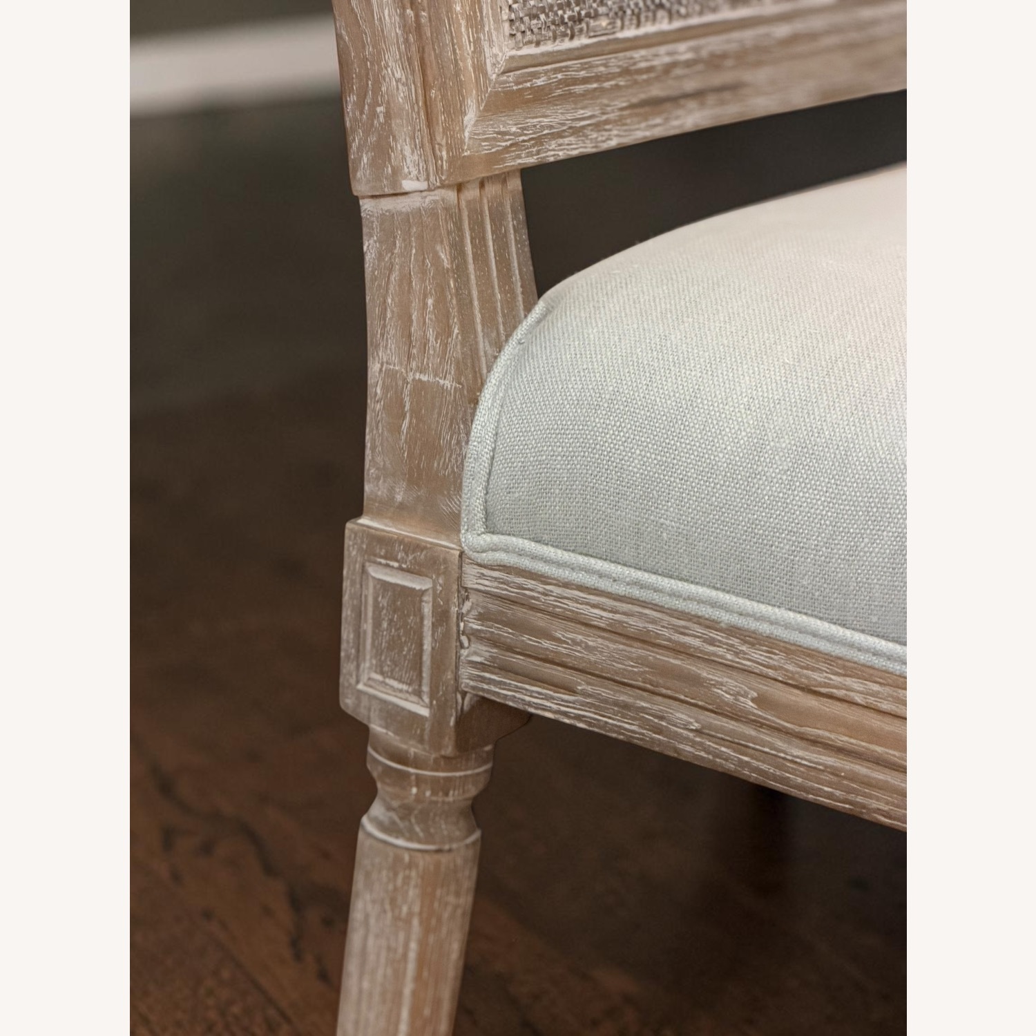 Restoration Hardware Light Gray Dining Chairs - image-5