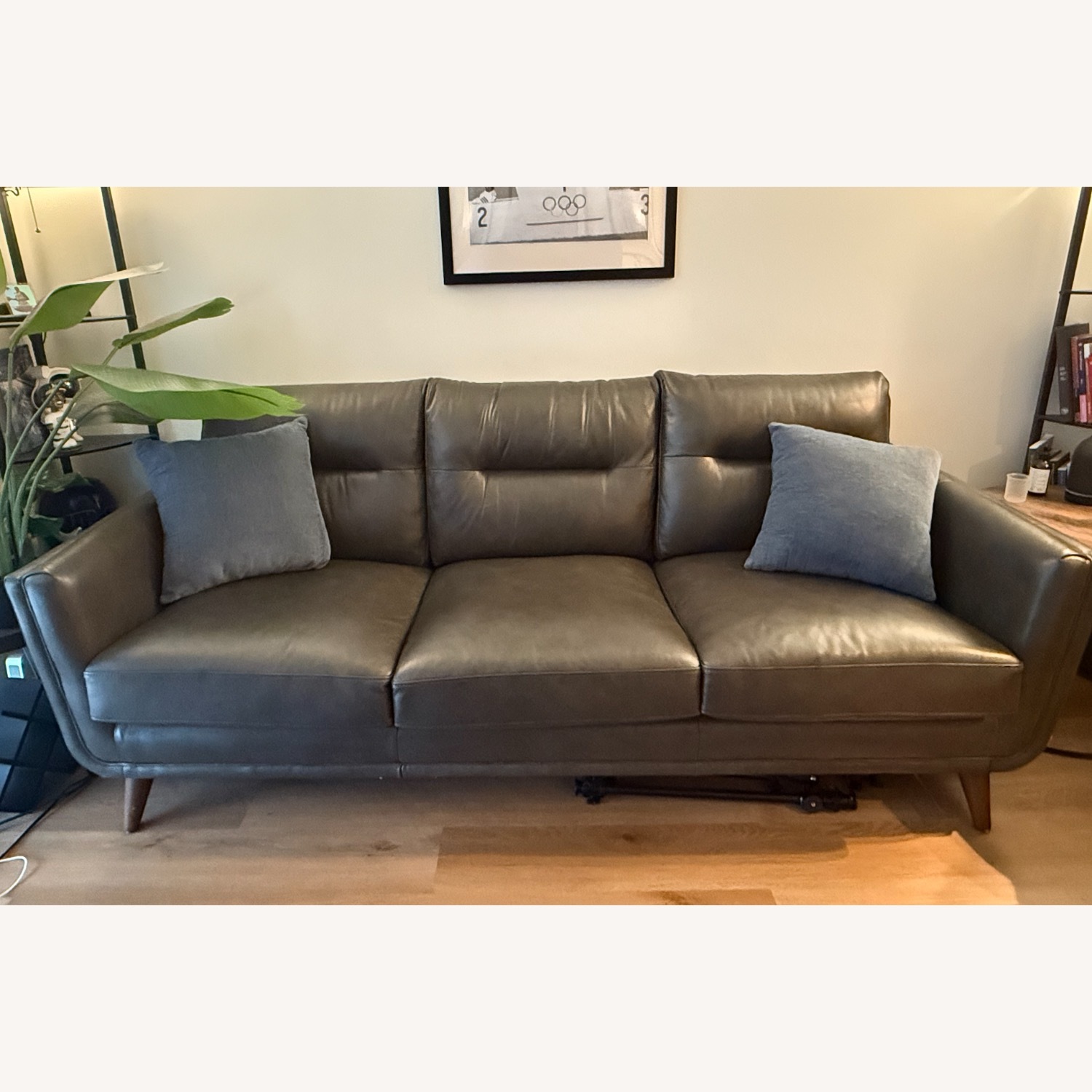 Wayfair Dark Gray Leather 2 Seater Sofa - image-1