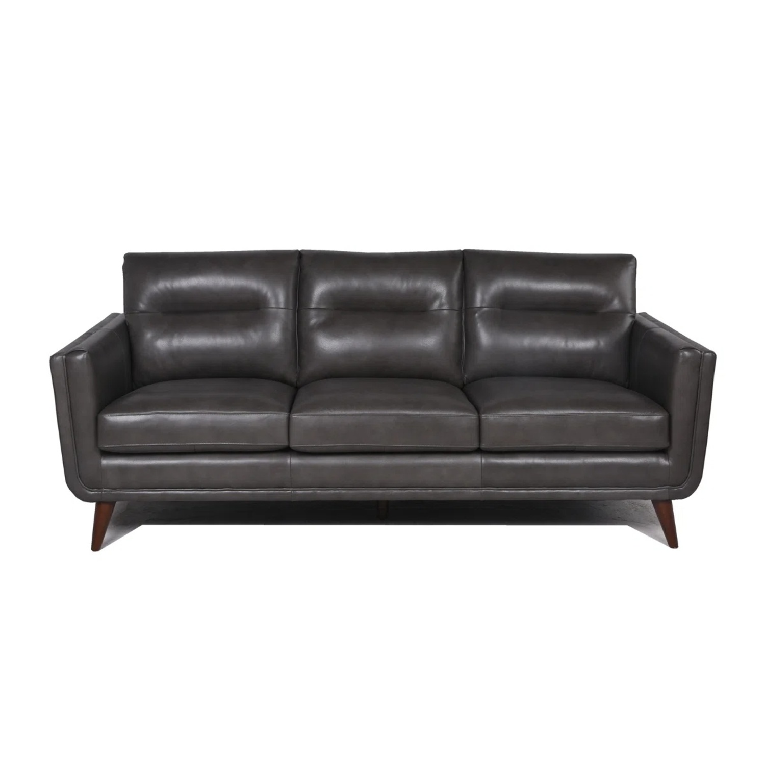 Wayfair Dark Gray Leather 2 Seater Sofa - image-4