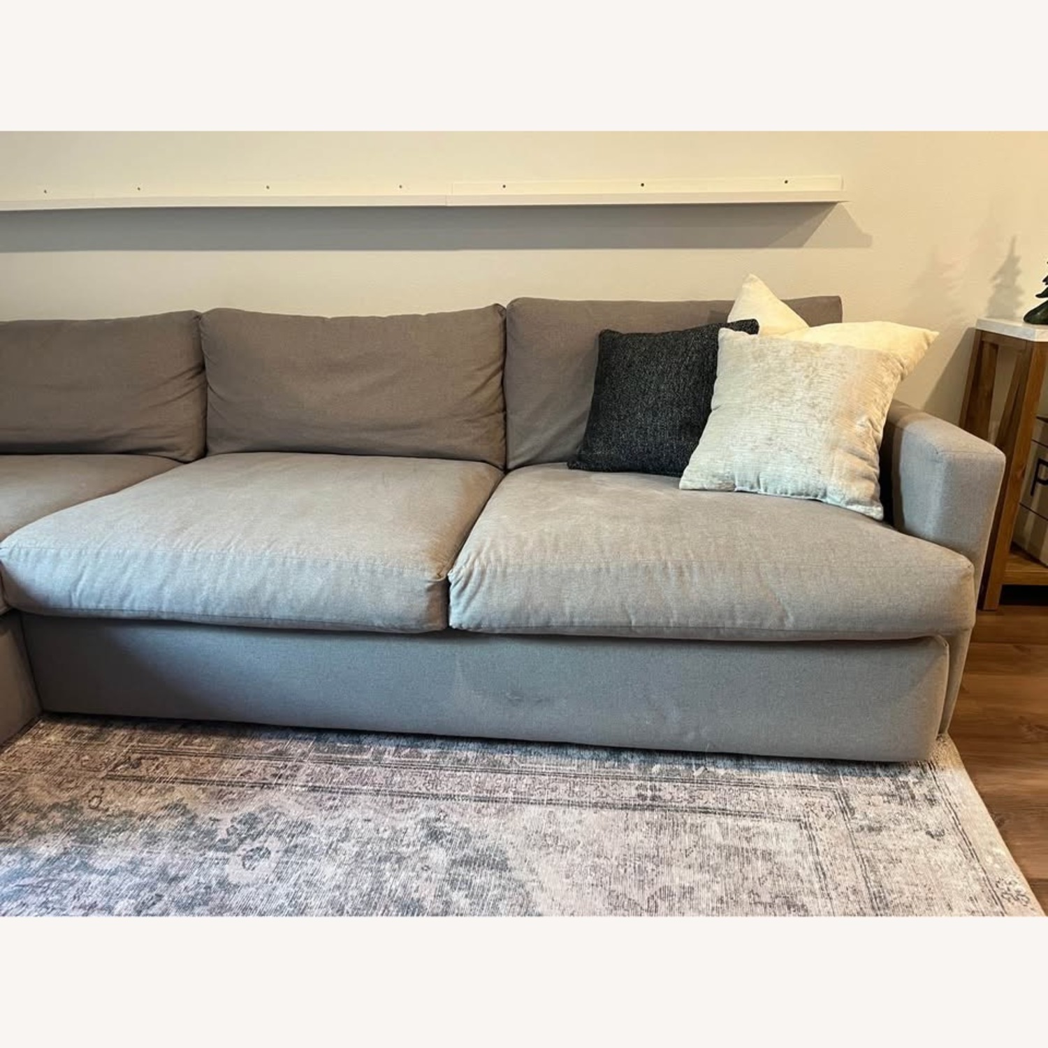 Living Spaces Light Gray Fabric Chaise Lounge - image-3
