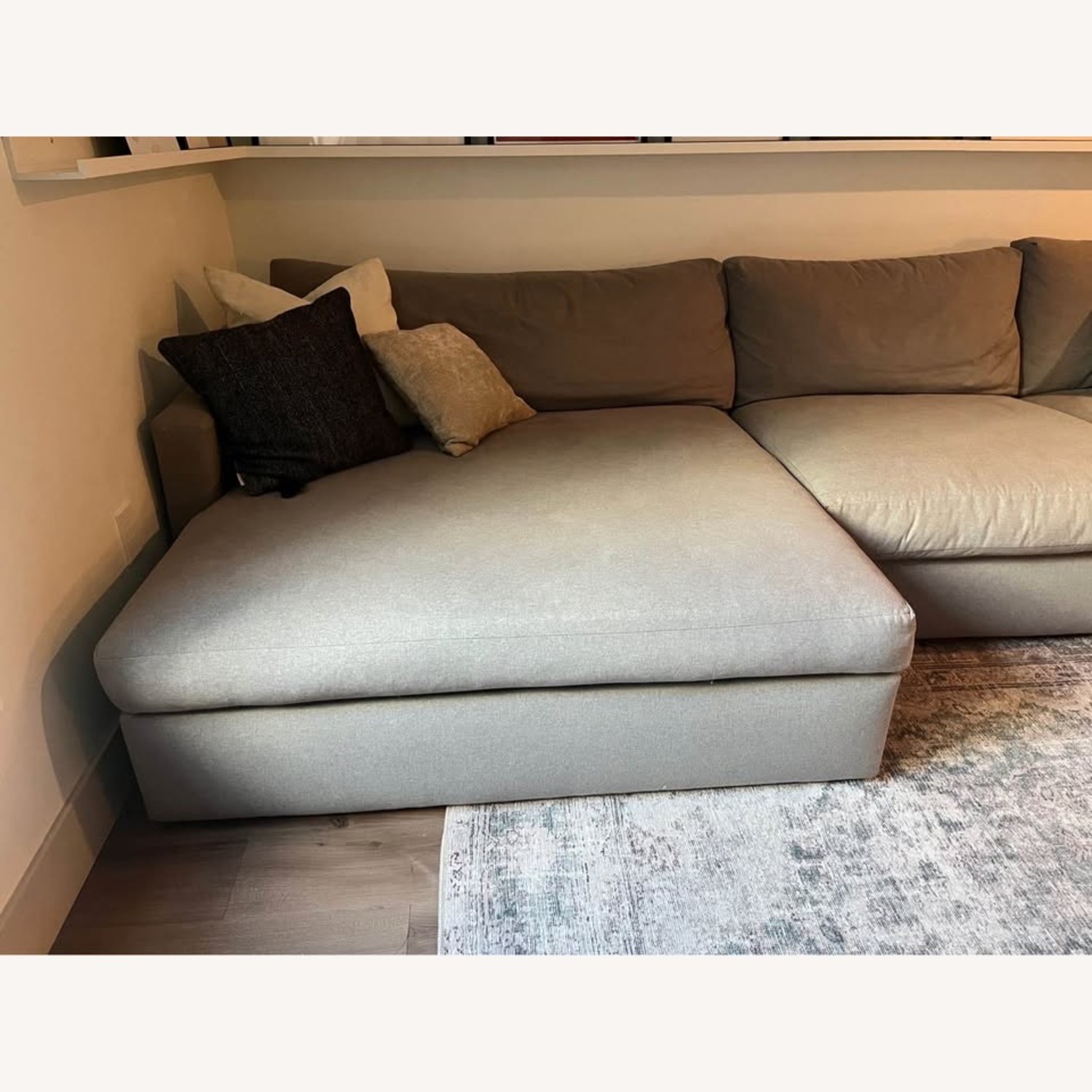 Living Spaces Light Gray Fabric Chaise Lounge - image-2