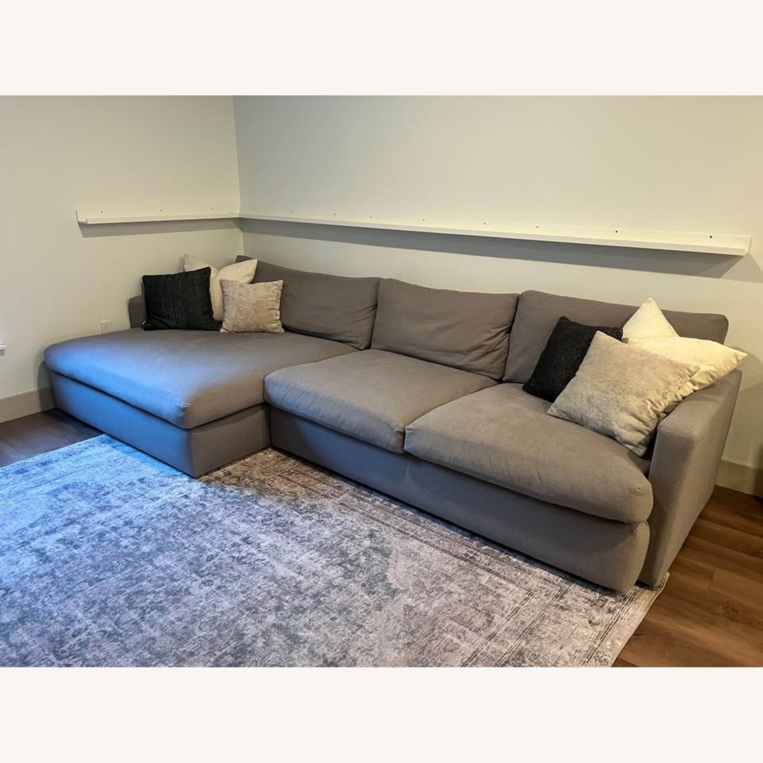 Living Spaces Light Gray Fabric Chaise Lounge - image-1