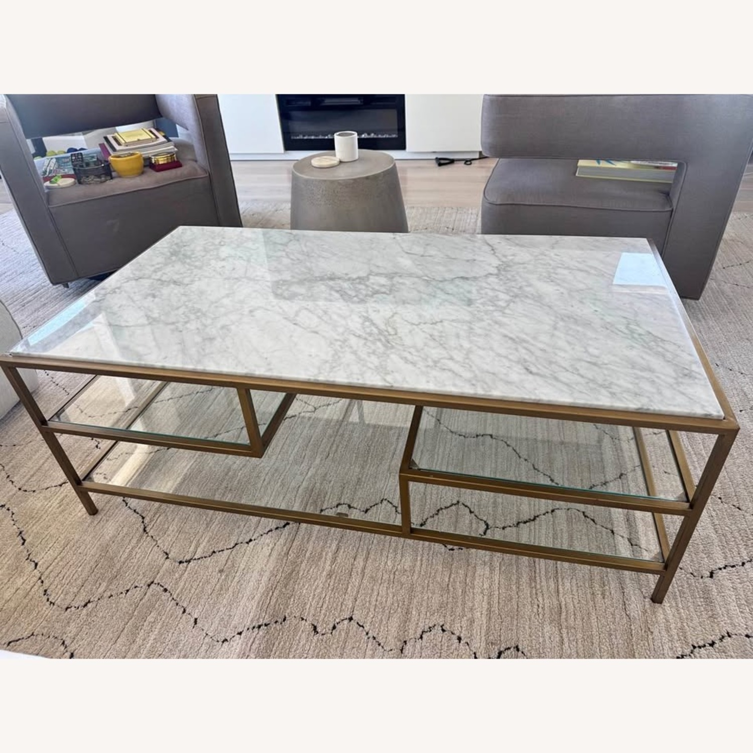 Restoration Hardware Real Marble Coffee Table - image-3