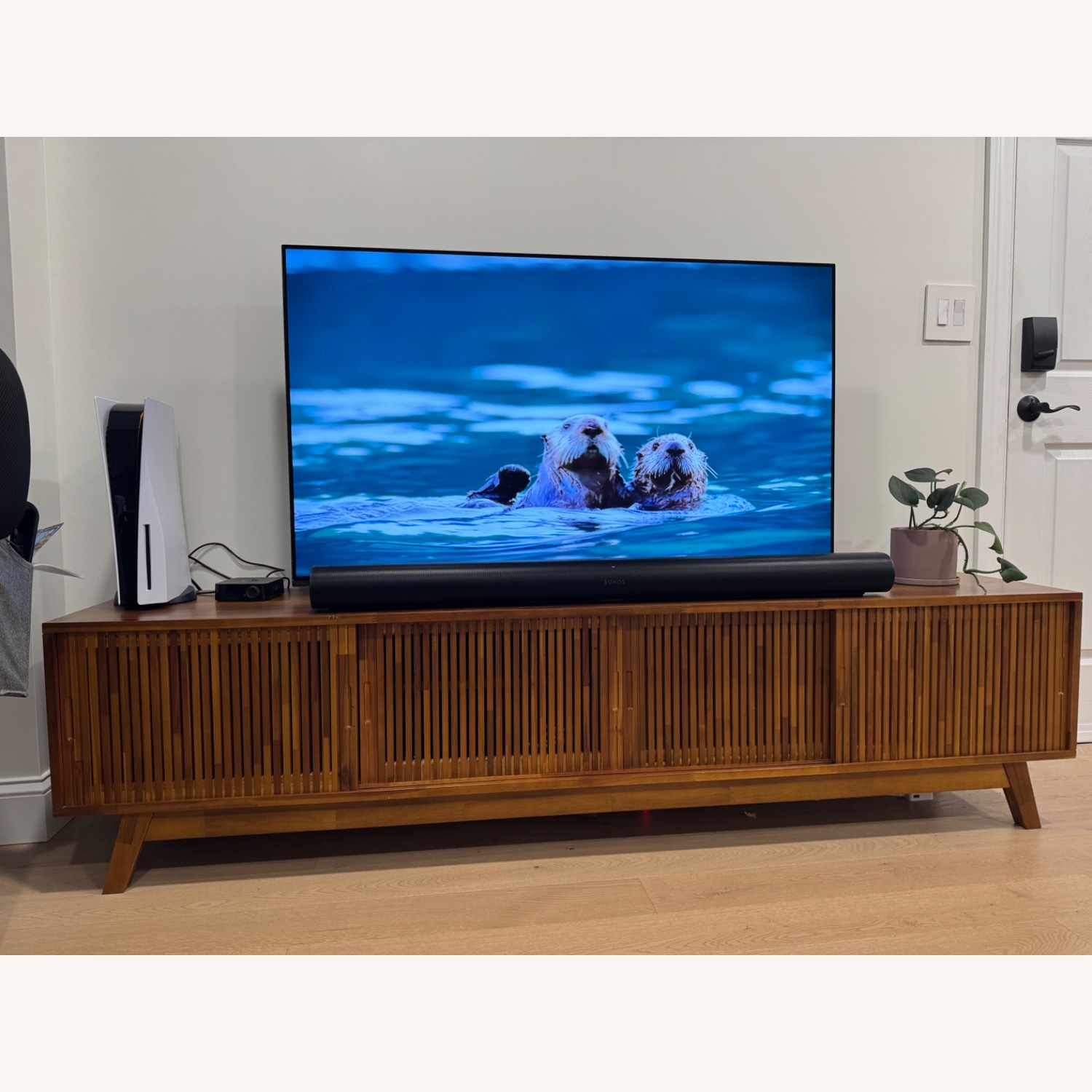 AllModern TV Stand Media Storage Natural Wood - image-4
