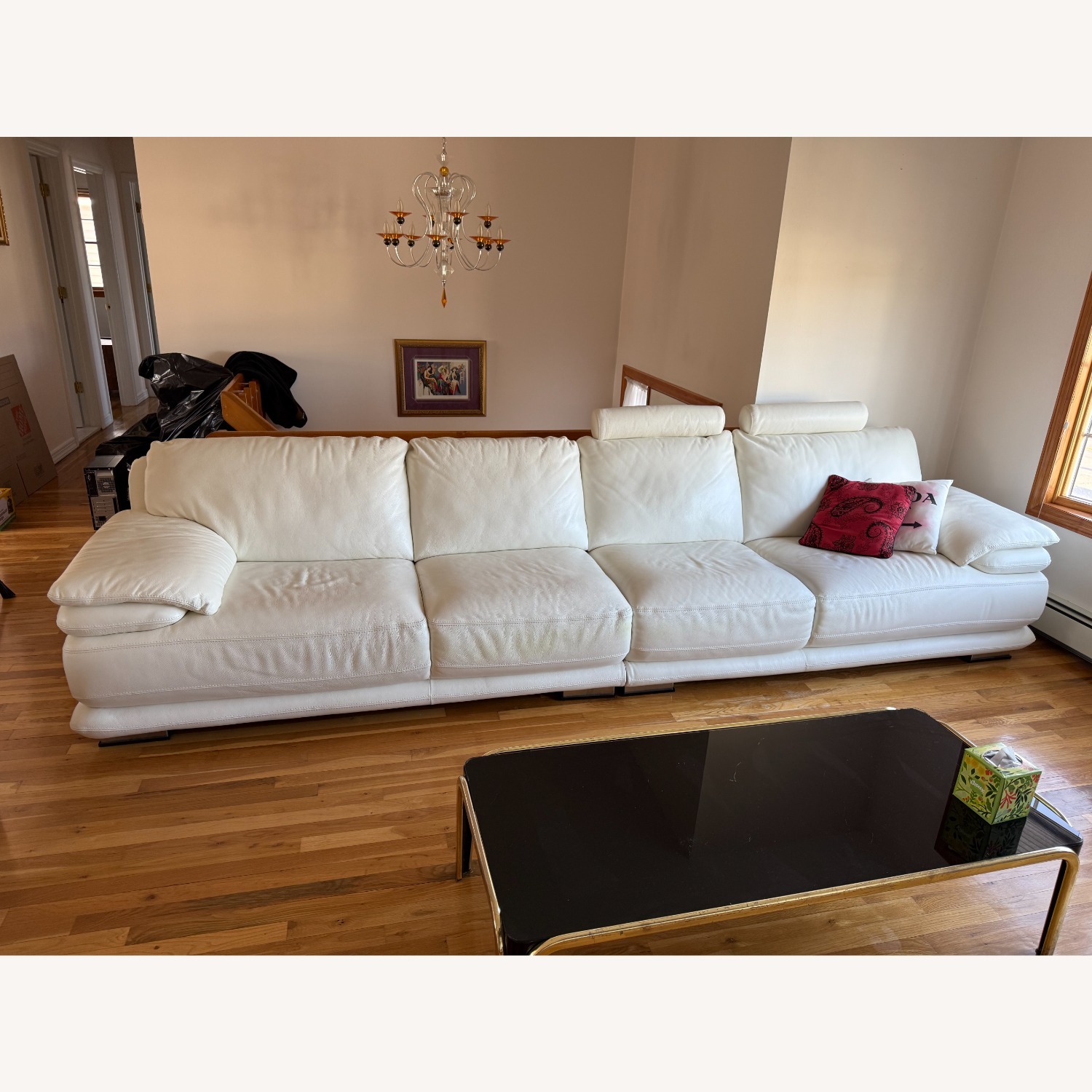 Chateau D'ax White Leather 2 Piece Sectional - image-1