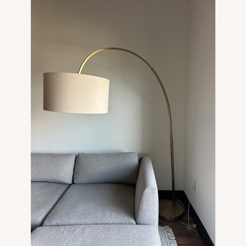 Used West Elm Overarching Linen Shade Floor Lamp for sale on AptDeco