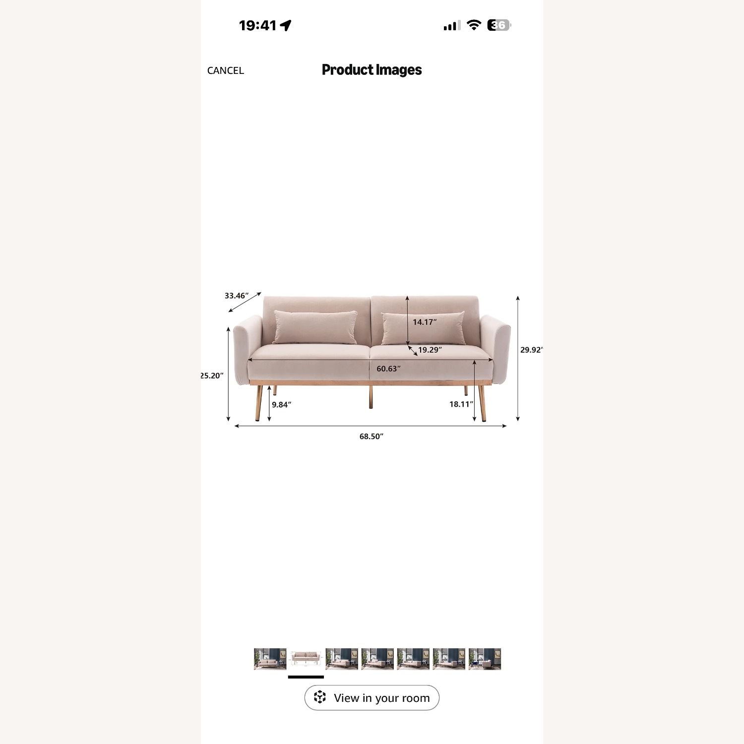 Amazon Natural Velvet Sleeper Sofa - image-2