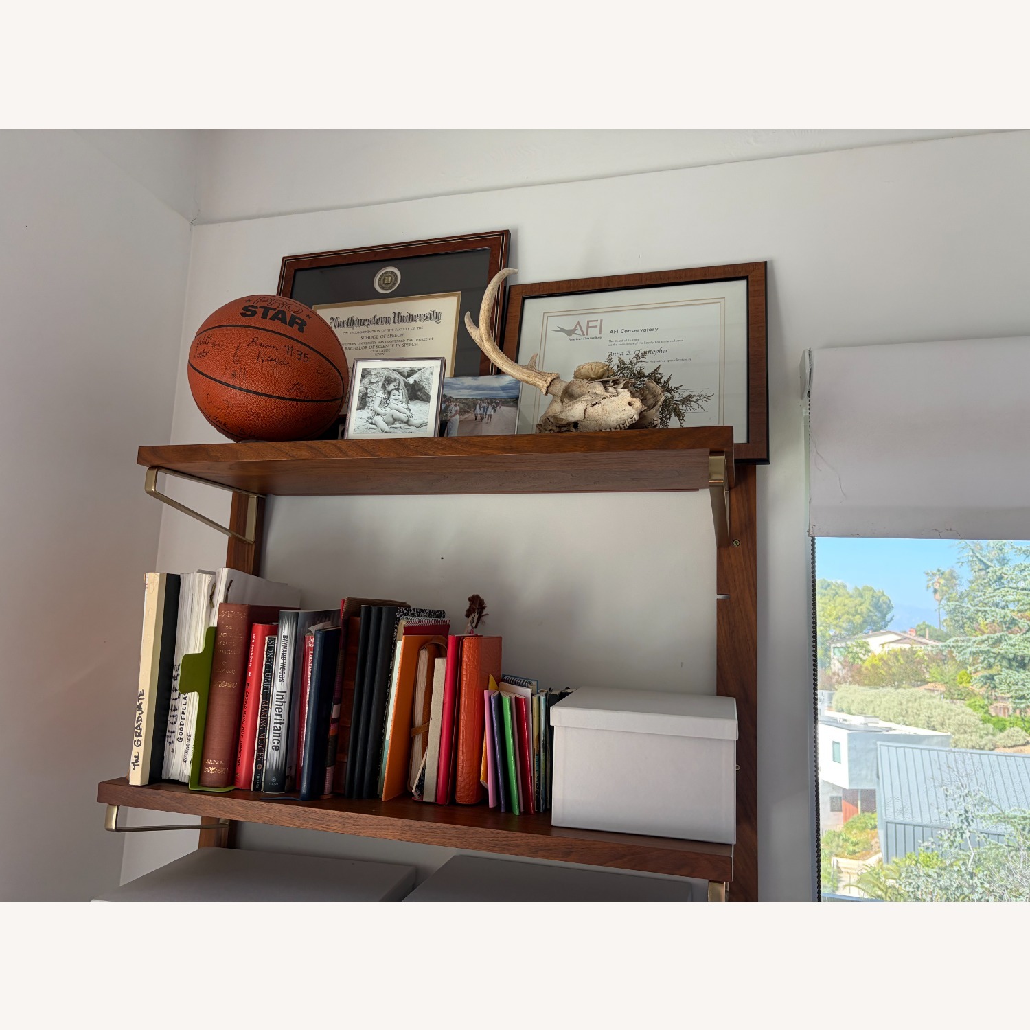 CB2 Dark Brown Wood Wall Shelf - image-9