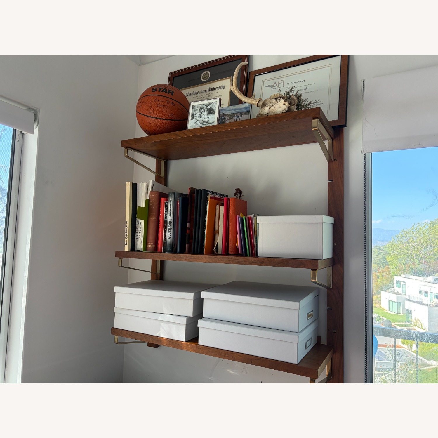 CB2 Dark Brown Wood Wall Shelf - image-2