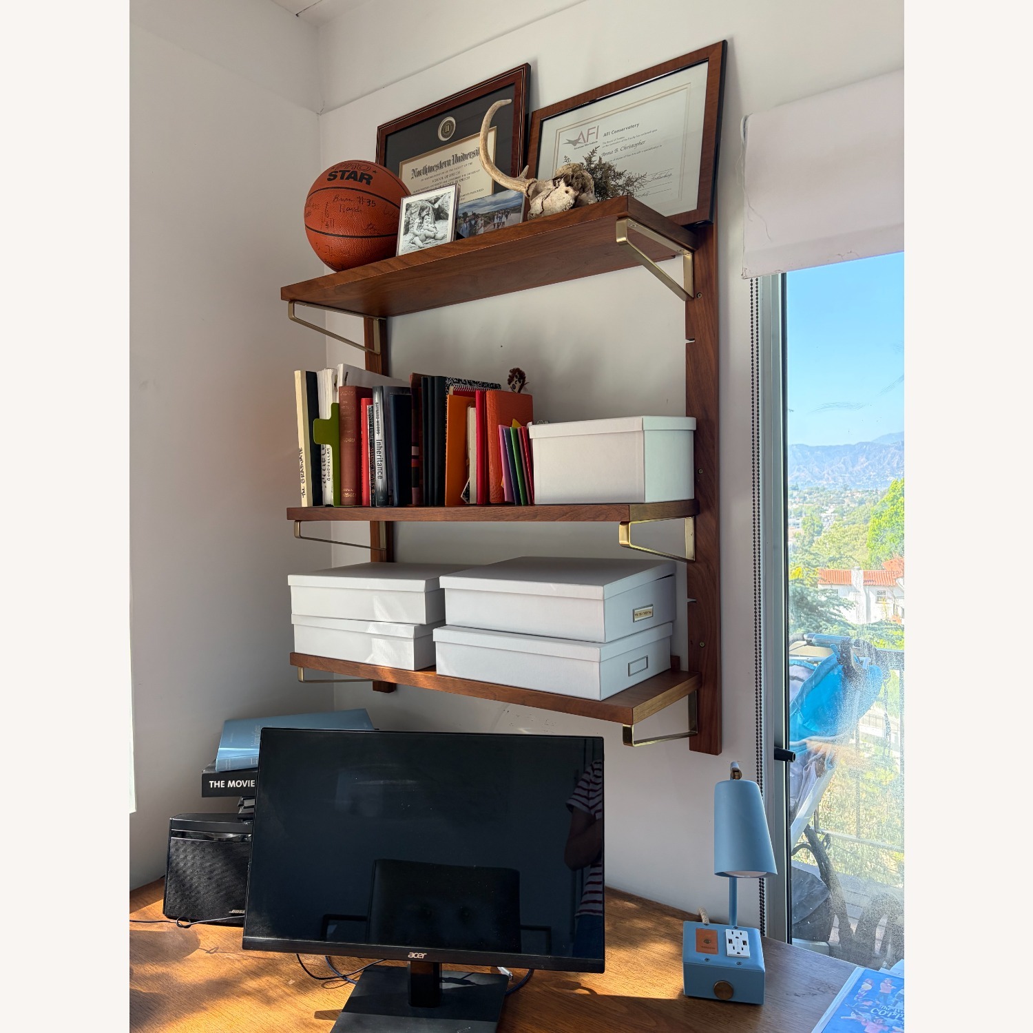 CB2 Dark Brown Wood Wall Shelf - image-4