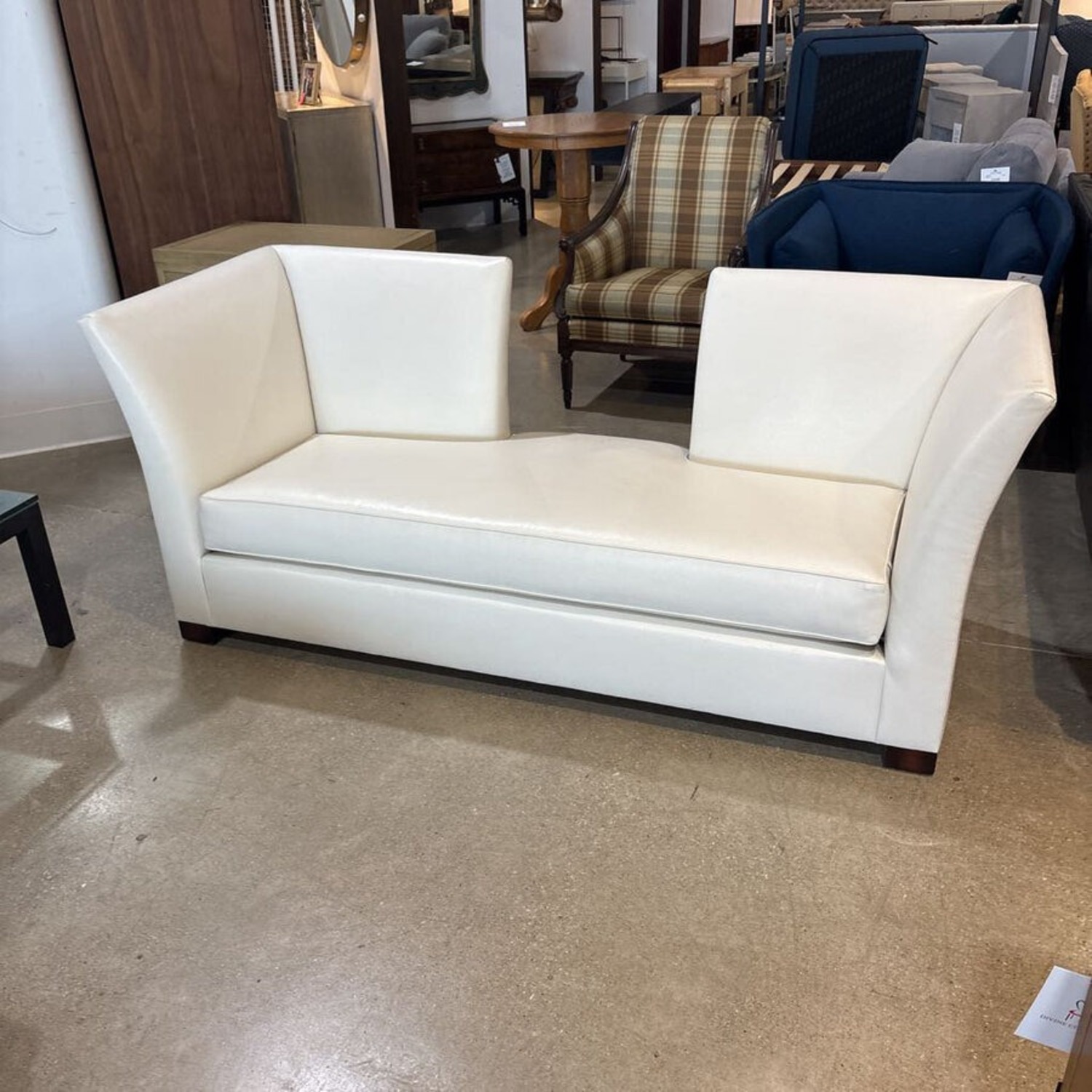 Custom Modern Leather Settee Sofa - image-2