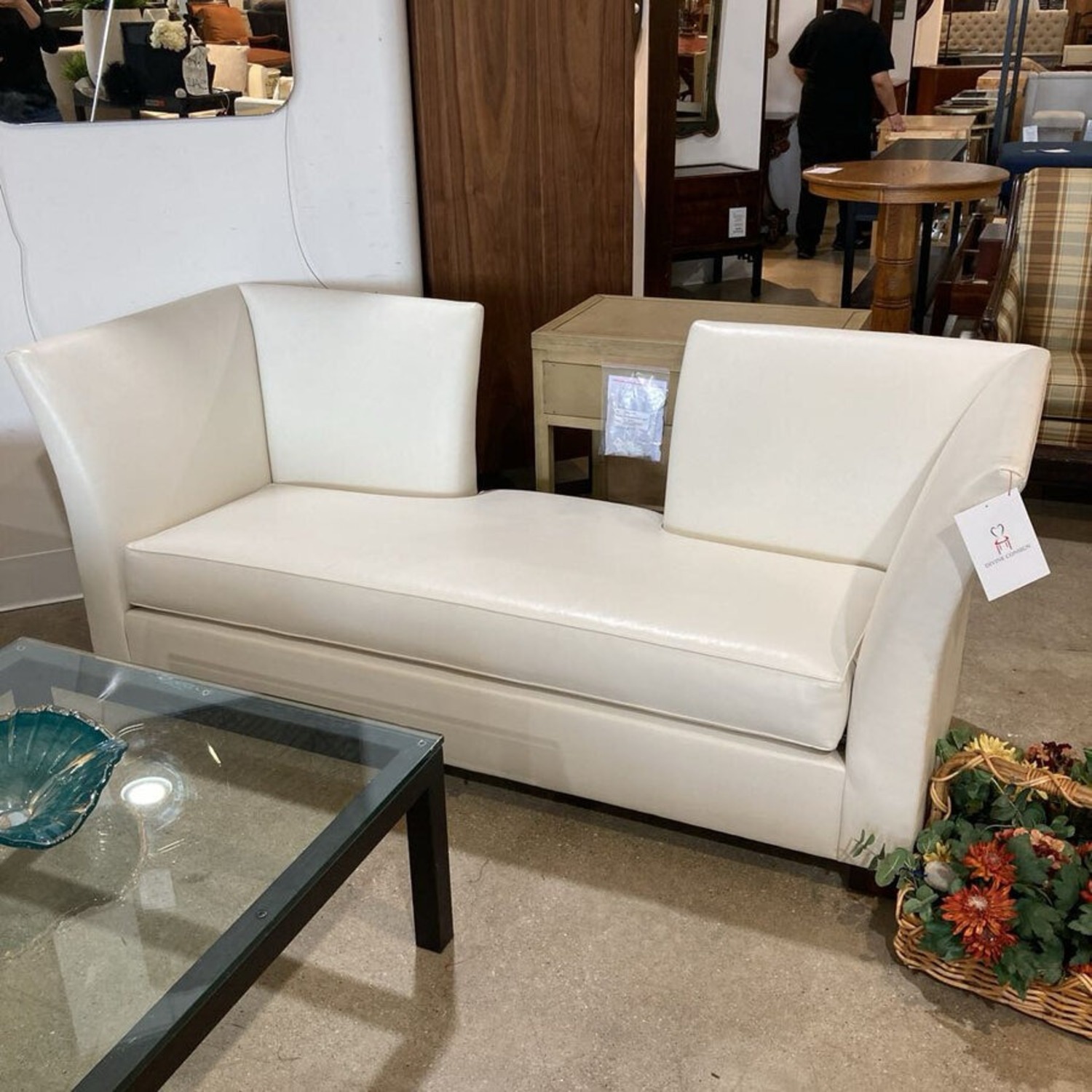 Custom Modern Leather Settee Sofa - image-4
