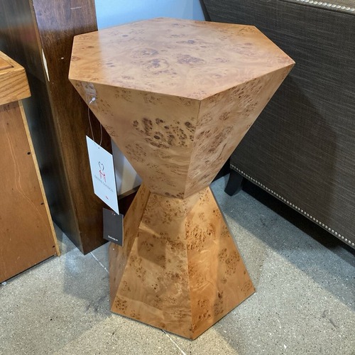 Used Billie Burl Wood Hexagon Side Table for sale on AptDeco