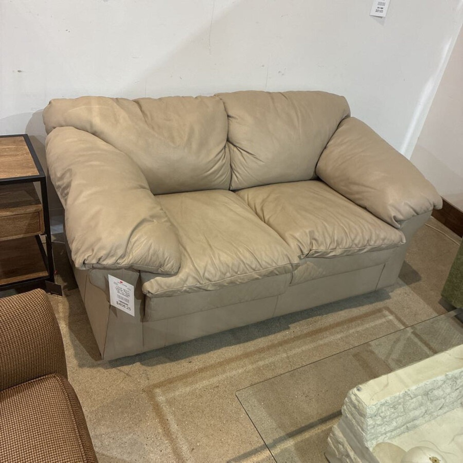 Leather Pillow-Top Two Seat Loveseat - image-1