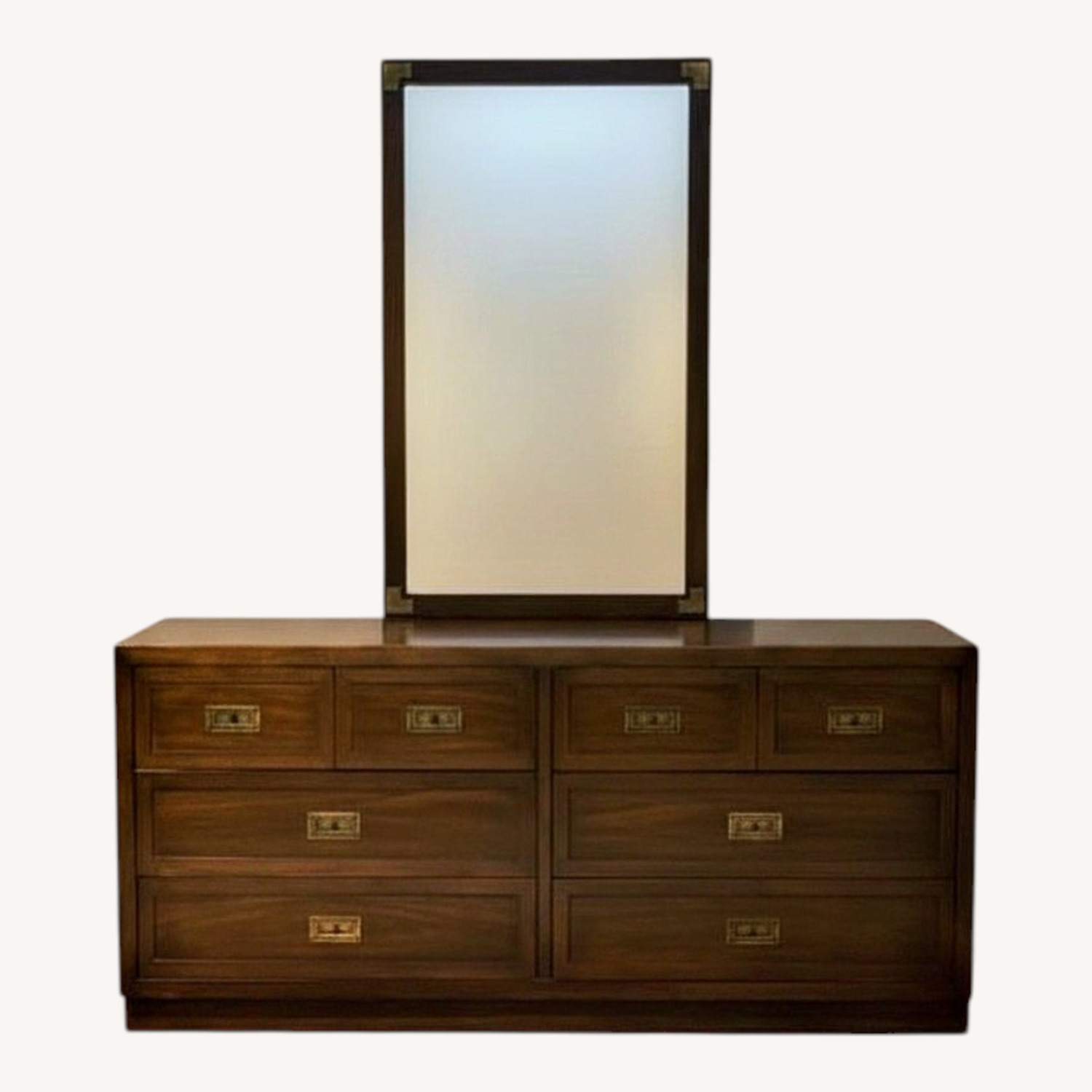 Vintage Campaign 6-Drawer w Mirror Dresser - image-0