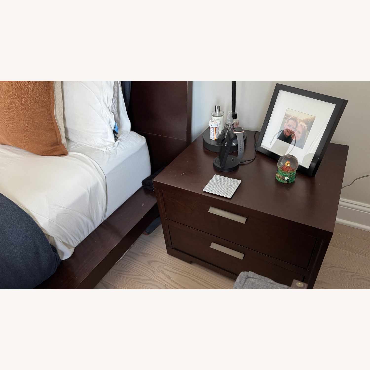 Crate & Barrel Asher Dark Brown Wood Nightstand - image-4