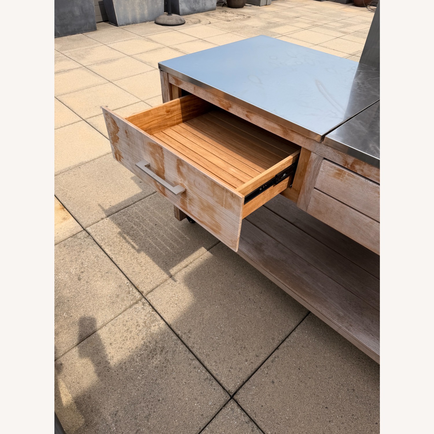 Williams Sonoma Lanarca Outdoor Teak Prep Table 58" - image-3