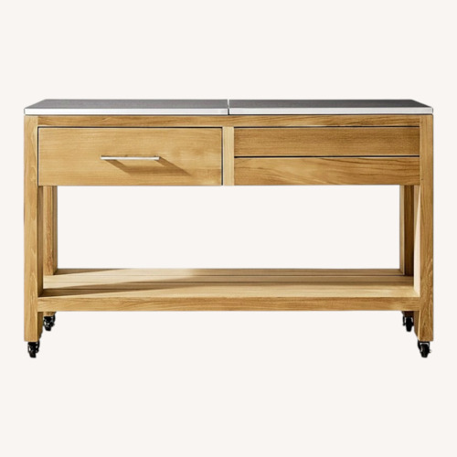 Used Williams Sonoma Lanarca Outdoor Teak Prep Table 58" for sale on AptDeco
