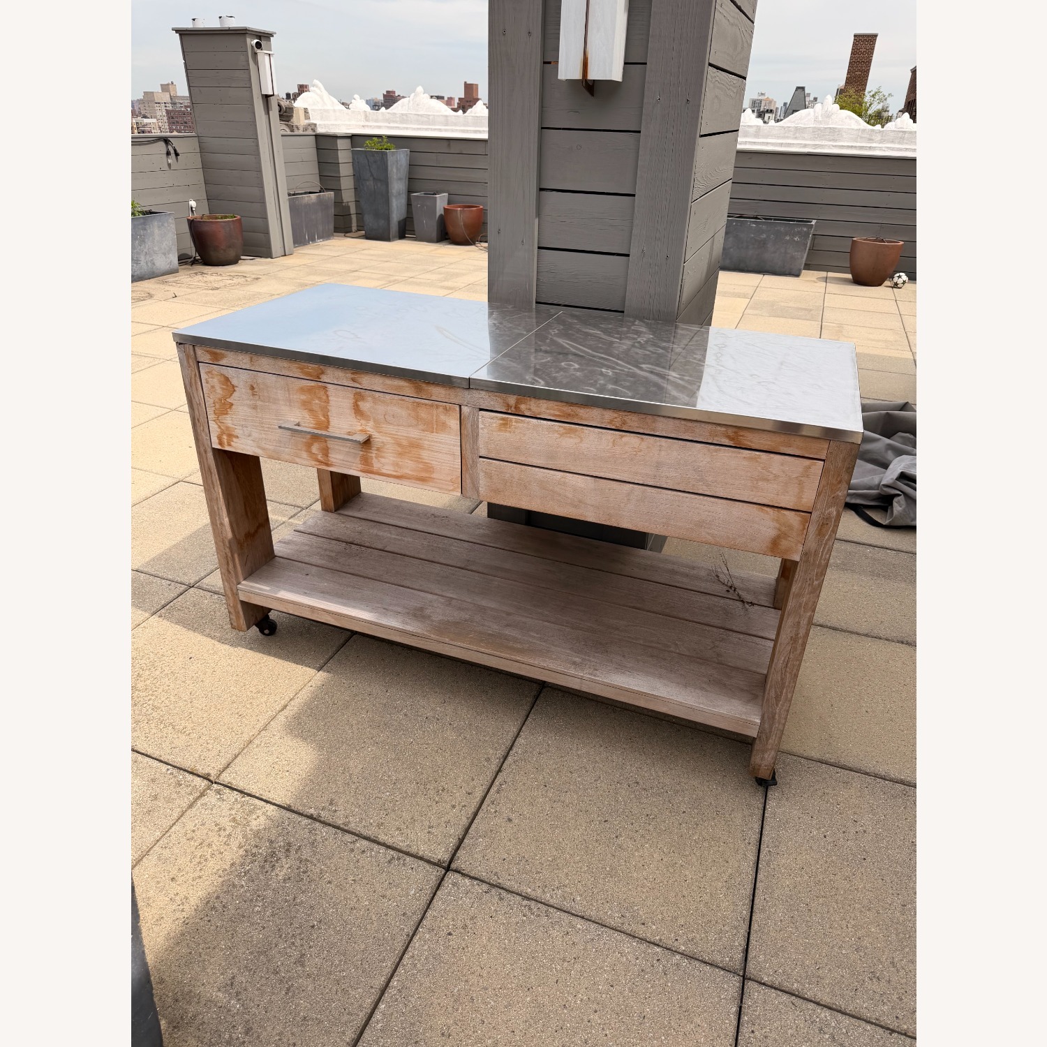 Williams Sonoma Lanarca Outdoor Teak Prep Table 58" - image-1