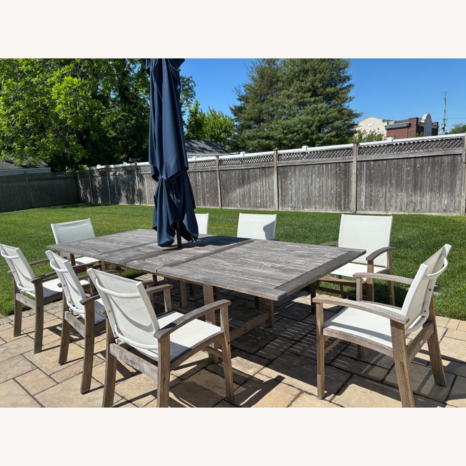 Fortunoff Teak Expandable Dining Table and Chairs - image-4