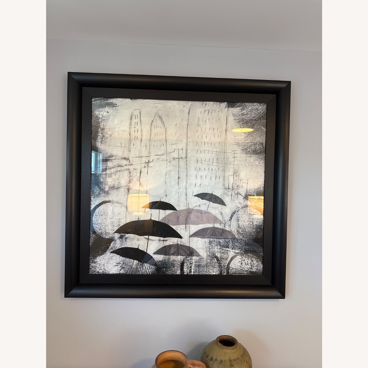 Crate & Barrel Parasols Dark Brown Wood Wall Art - image-1