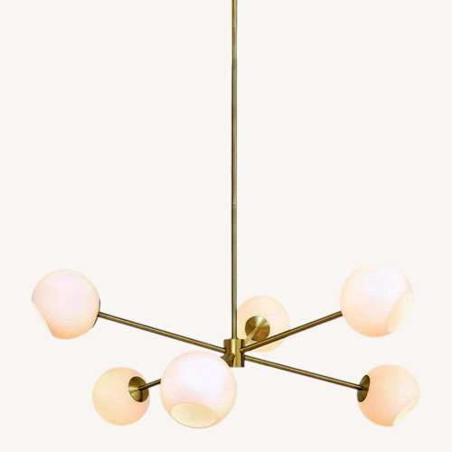 Used West Elm Staggered Glass 6-Light Chandelier (37") for sale on AptDeco