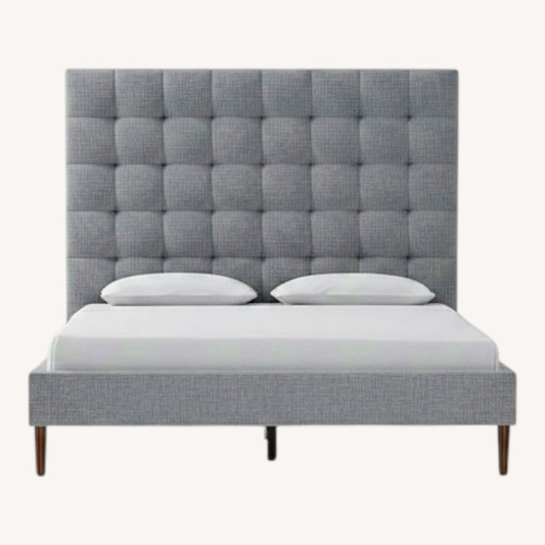 Used West Elm Emmett Light Gray King Bed for sale on AptDeco