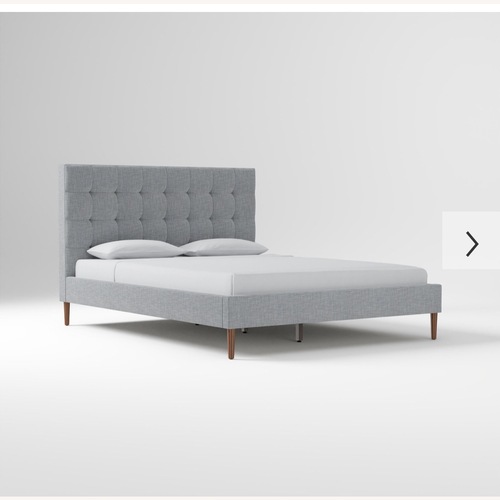 Used West Elm Emmett Light Gray King Bed for sale on AptDeco