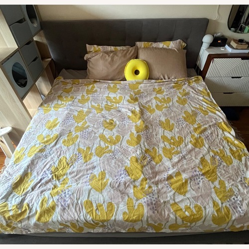 Used West Elm Emmett Light Gray King Bed for sale on AptDeco