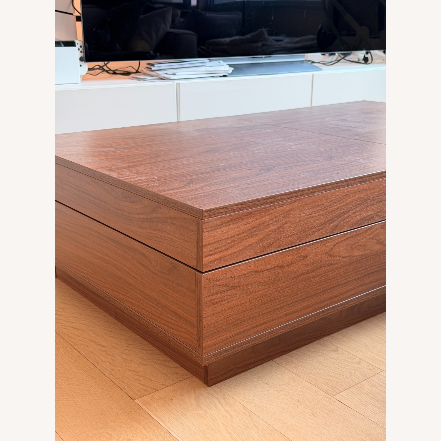 Dark Brown Wood Coffee Table with Storage - image-6