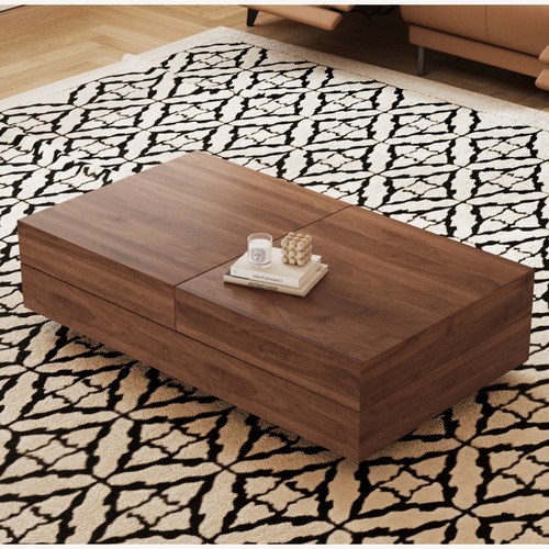 Used Dark Brown Wood Coffee Table with Storage for sale on AptDeco