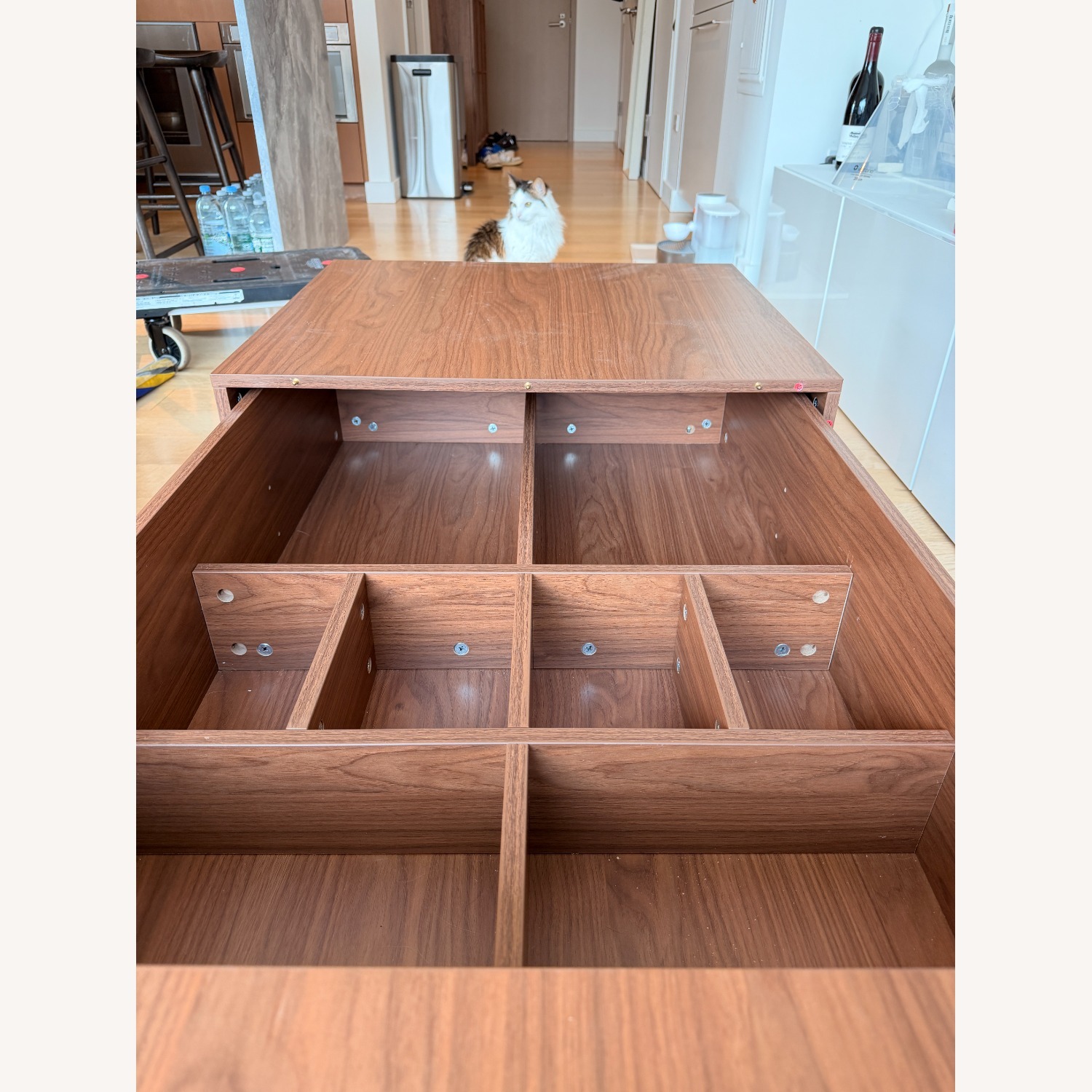Dark Brown Wood Coffee Table with Storage - image-10