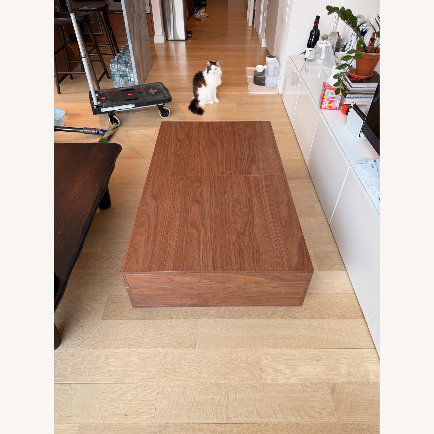 Dark Brown Wood Coffee Table with Storage - image-7
