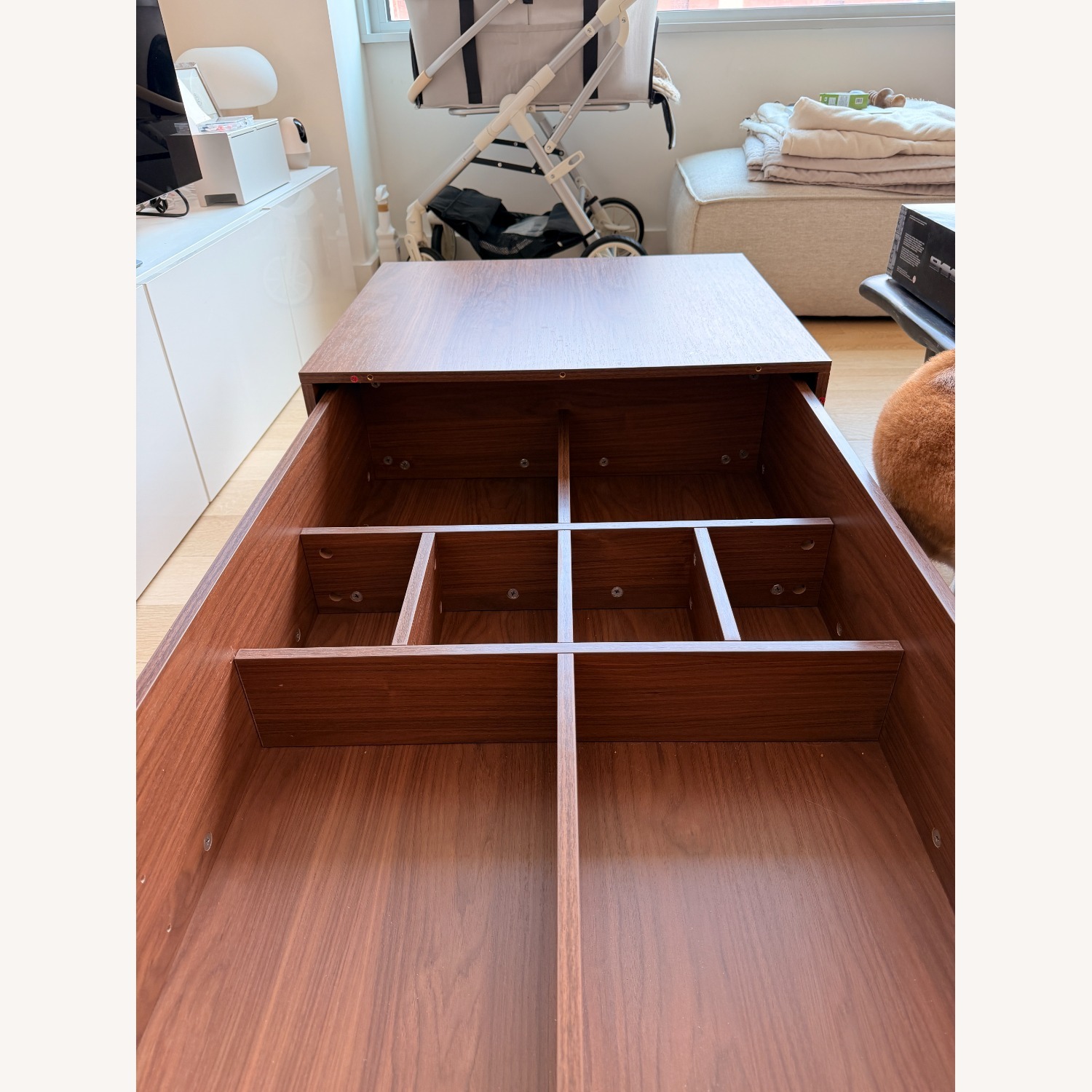 Dark Brown Wood Coffee Table with Storage - image-9