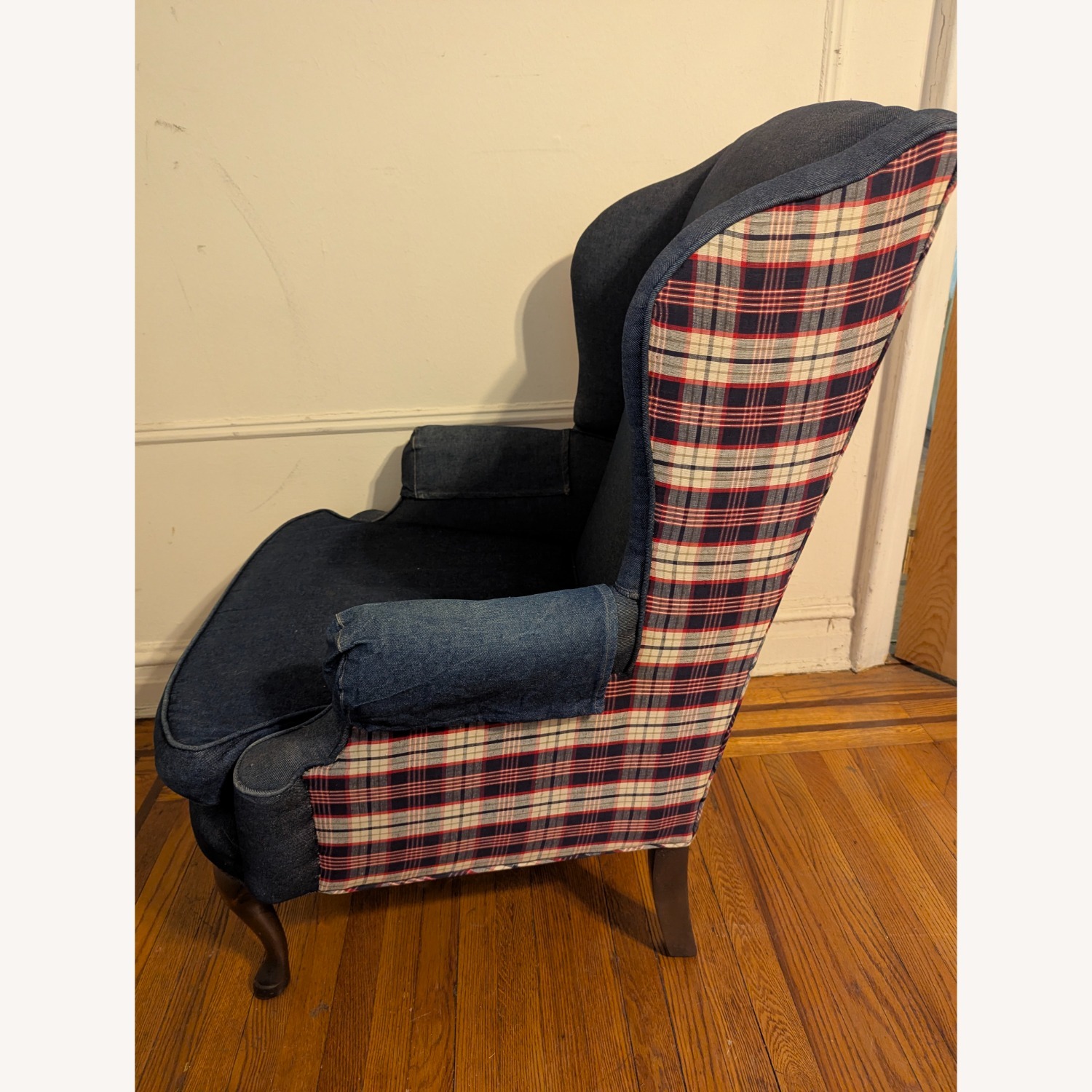 Vintage/Antique Finds Blue Fabric Armchair - image-4