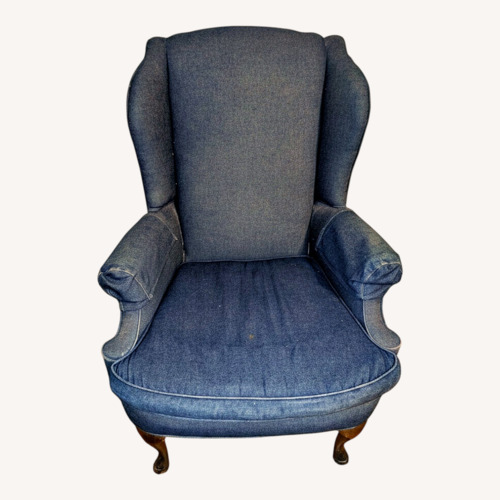 Used Vintage/Antique Finds Blue Fabric Armchair for sale on AptDeco