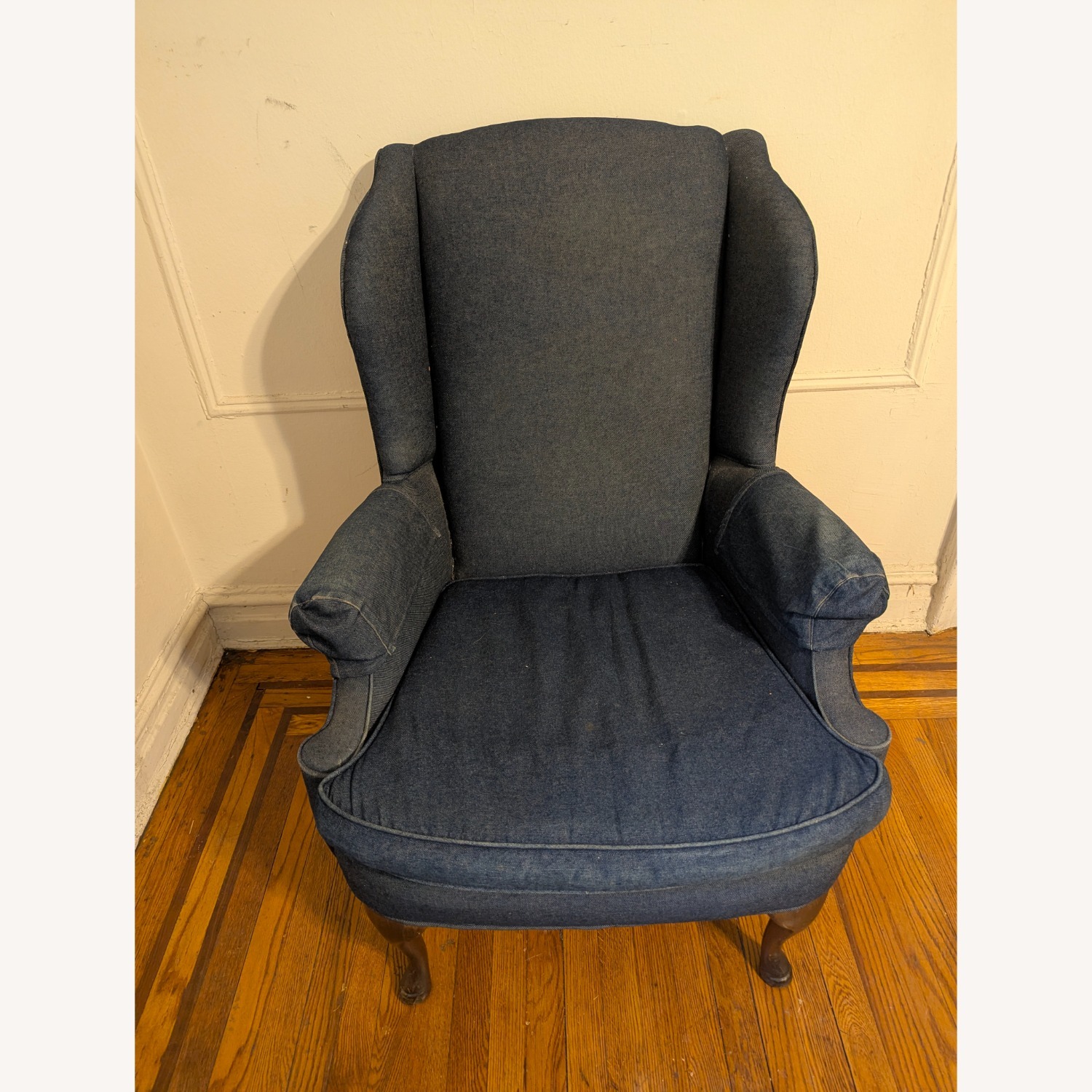 Vintage/Antique Finds Blue Fabric Armchair - image-2