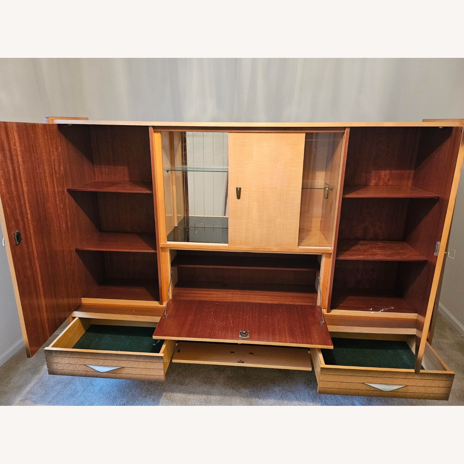 Vintage German MCM Bar Cabinet Wall Unit - image-6