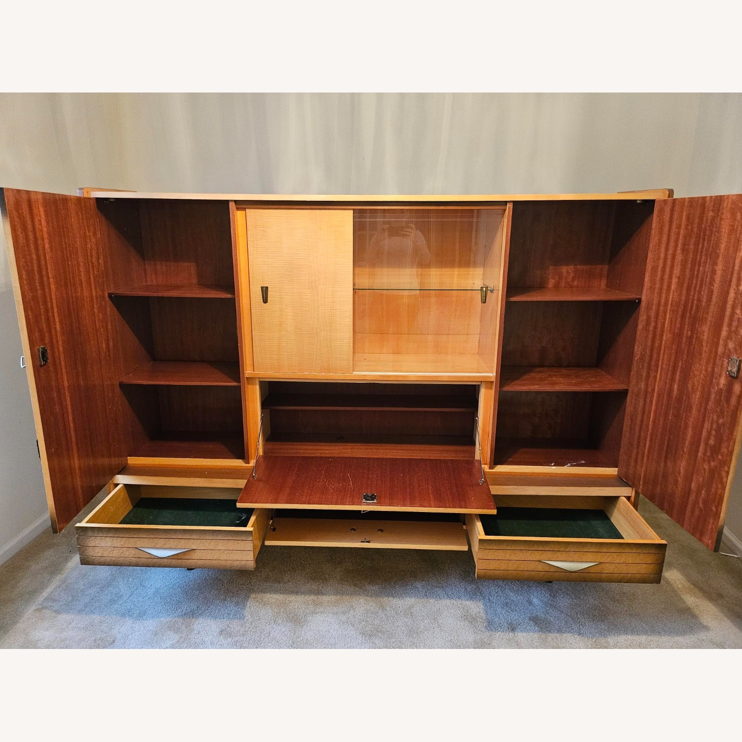 Vintage German MCM Bar Cabinet Wall Unit - image-5