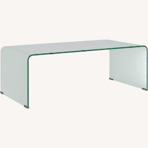 Used Rounded Edge Glass Coffee Table for sale on AptDeco