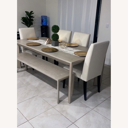 Used City Furniture Light Gray Rectangular Dining Room Table Set  for sale on AptDeco